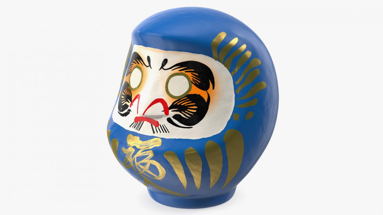 Traditional Japanese Daruma Doll Blue 3D