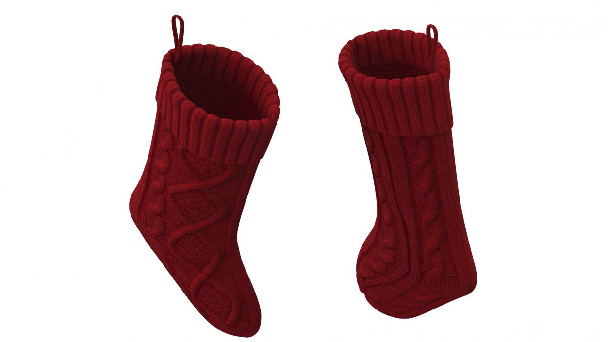 3D Knitted Christmas Stocking in Red model