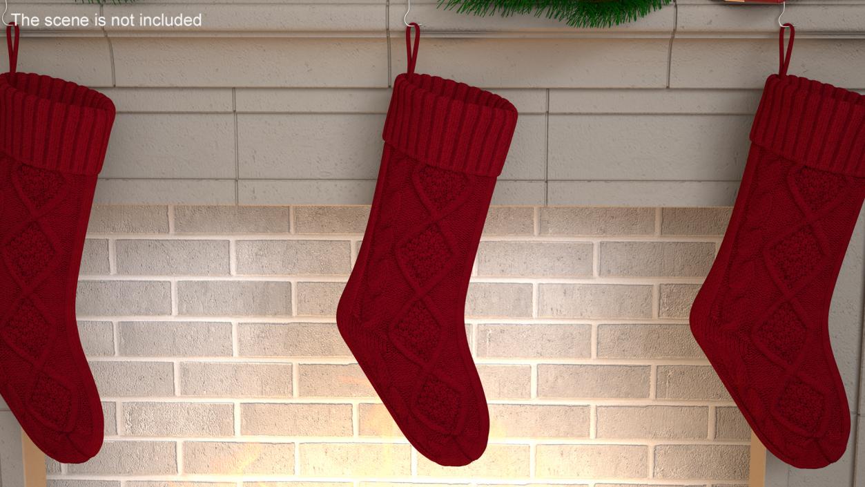 3D Knitted Christmas Stocking in Red model