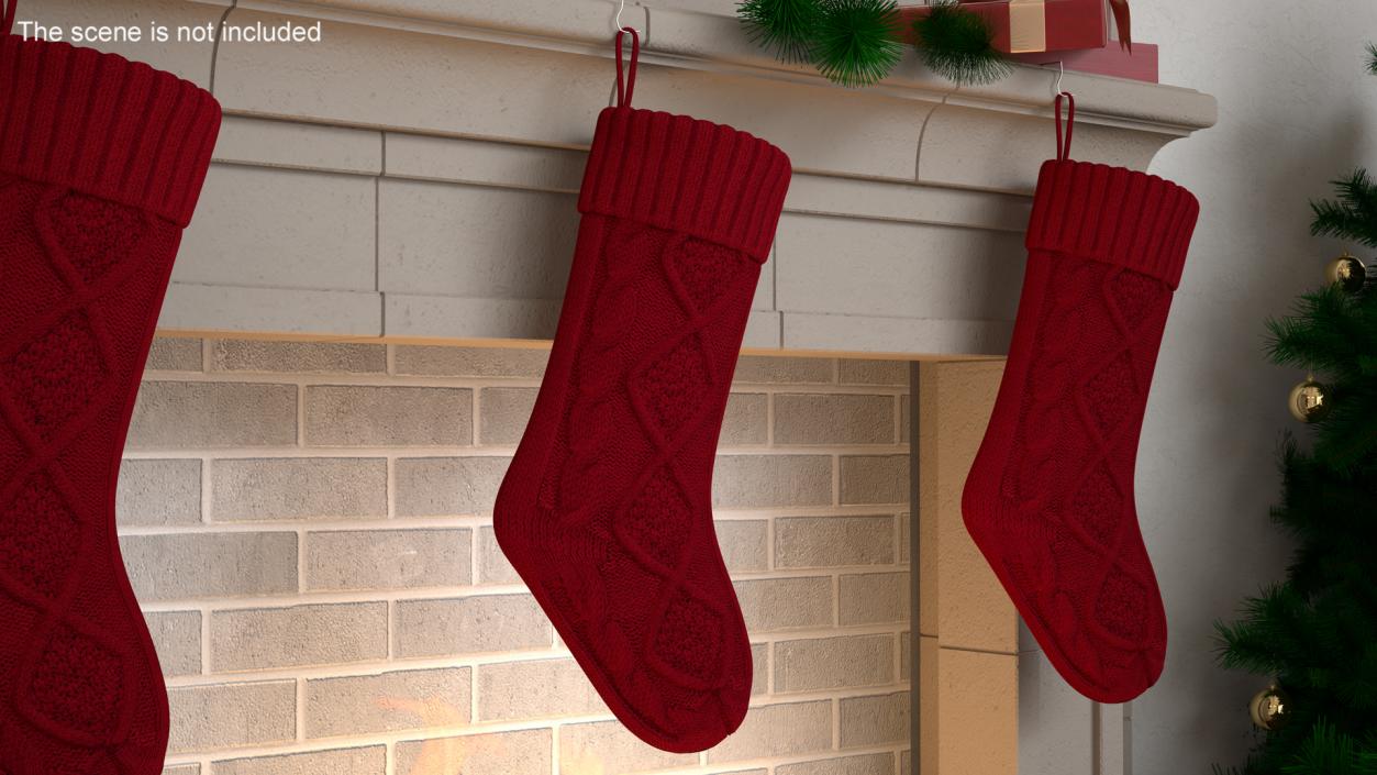 3D Knitted Christmas Stocking in Red model