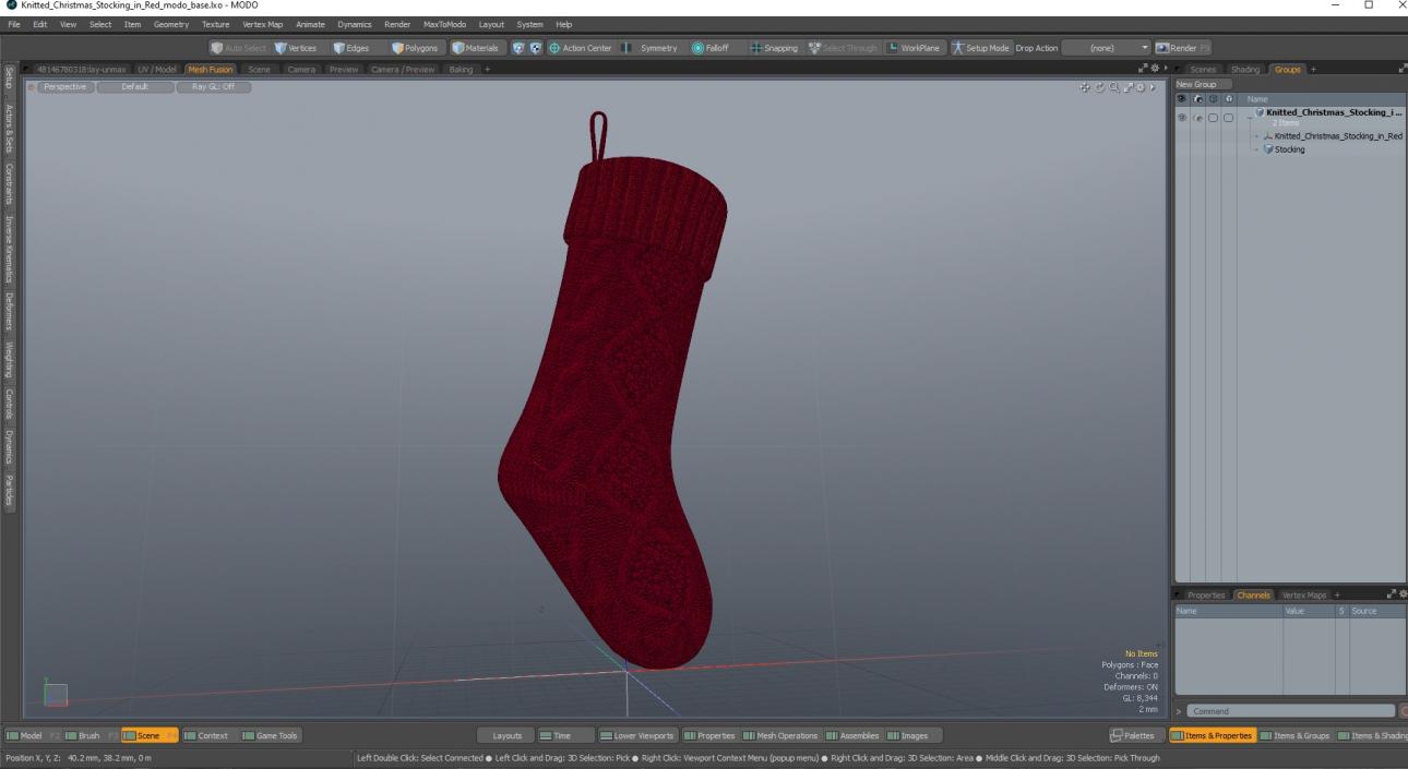 3D Knitted Christmas Stocking in Red model