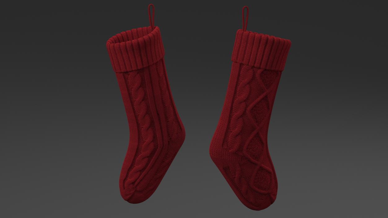 3D Knitted Christmas Stocking in Red model