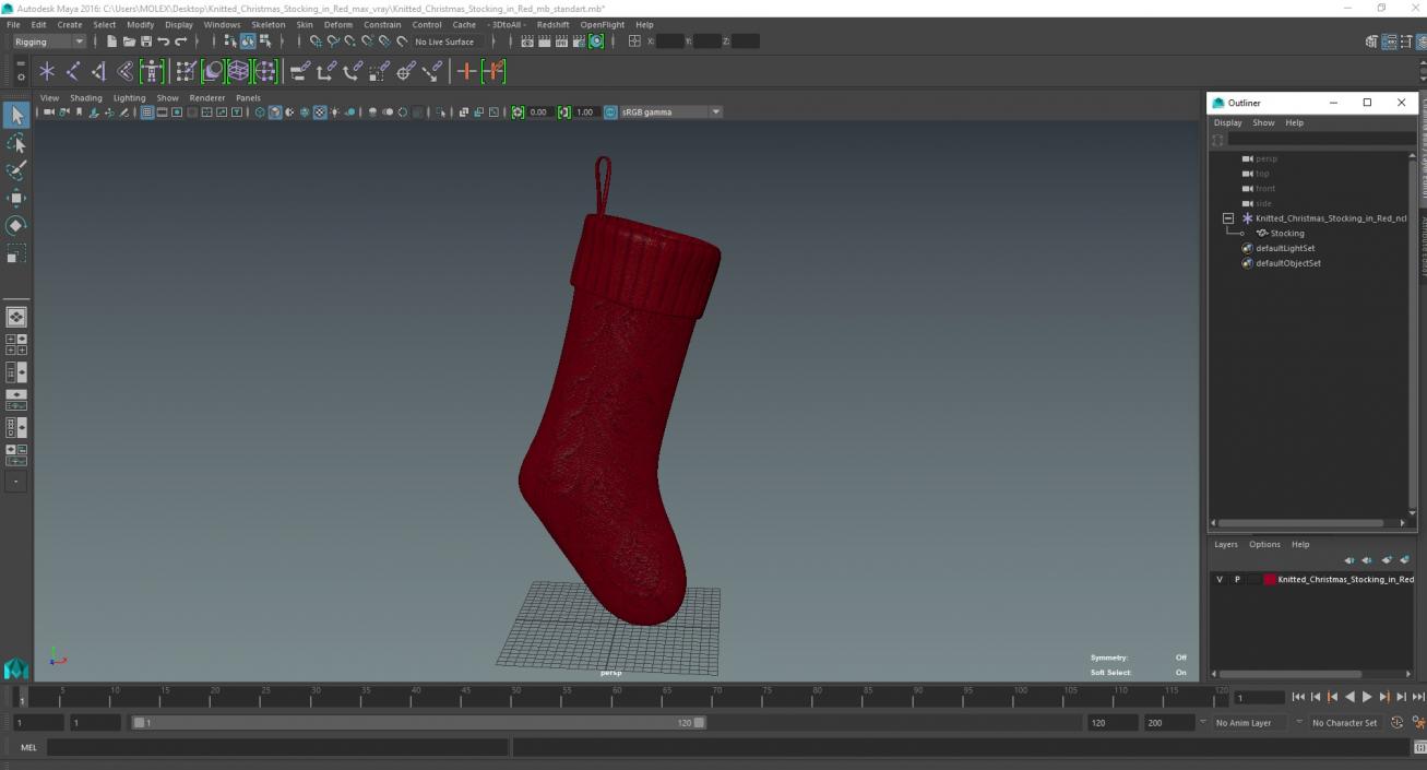 3D Knitted Christmas Stocking in Red model