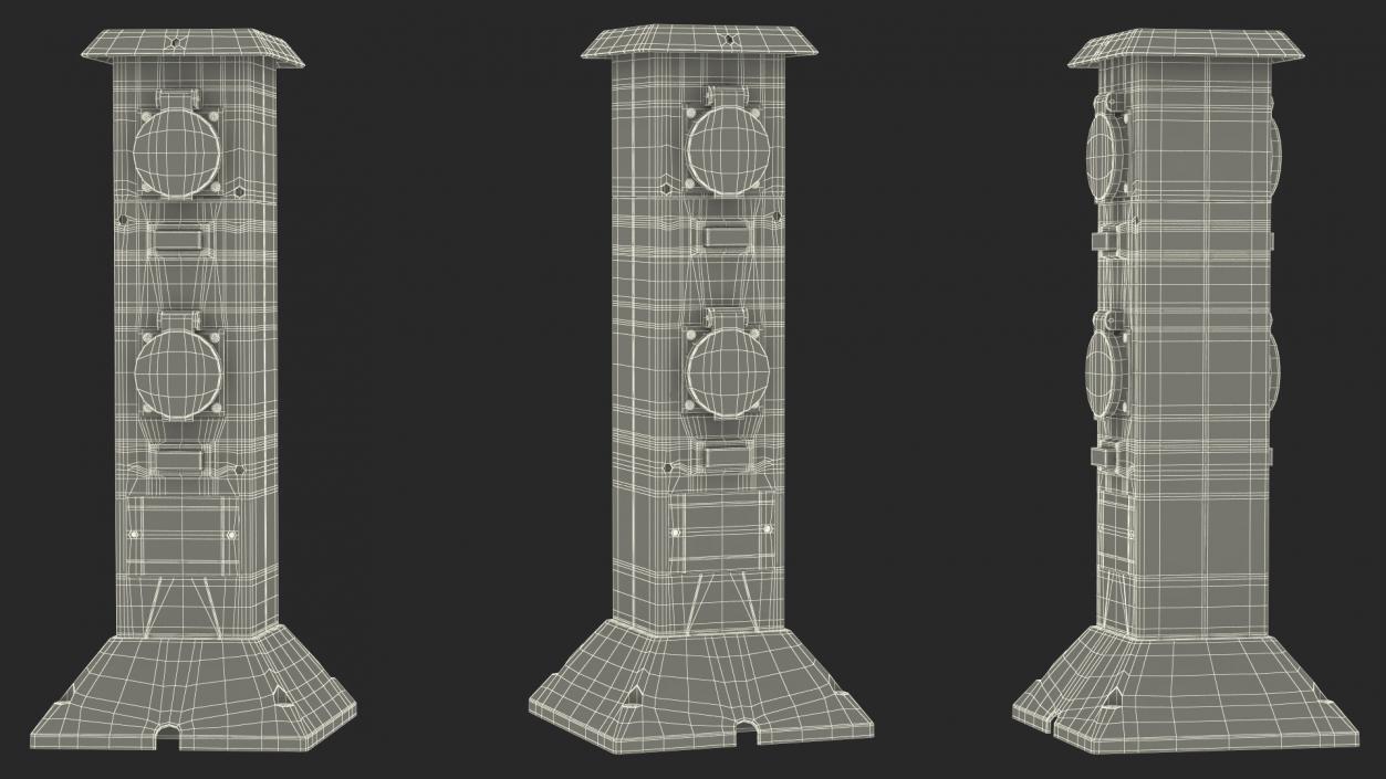 Garden Energy Column with 4 Socket 3D model