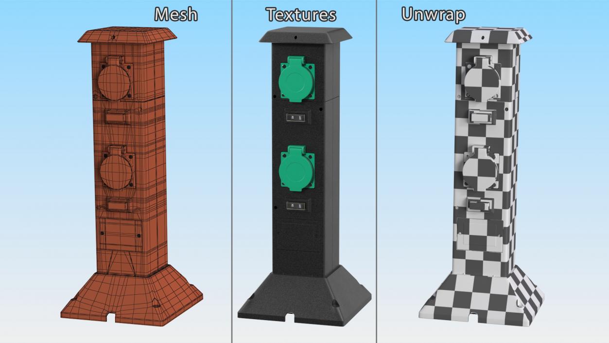 Garden Energy Column with 4 Socket 3D model