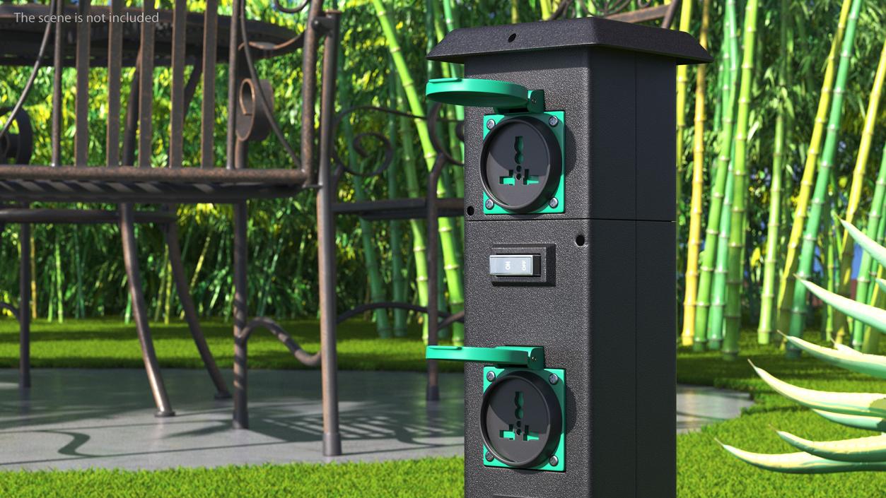 Garden Energy Column with 4 Socket 3D model