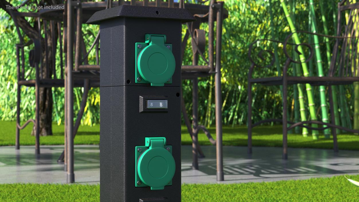 Garden Energy Column with 4 Socket 3D model