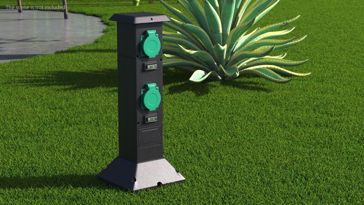 Garden Energy Column with 4 Socket 3D model