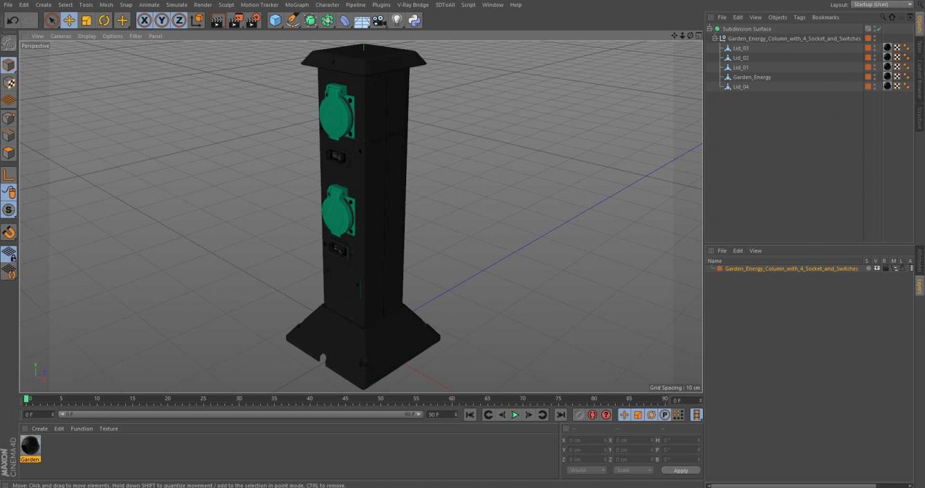 Garden Energy Column with 4 Socket 3D model