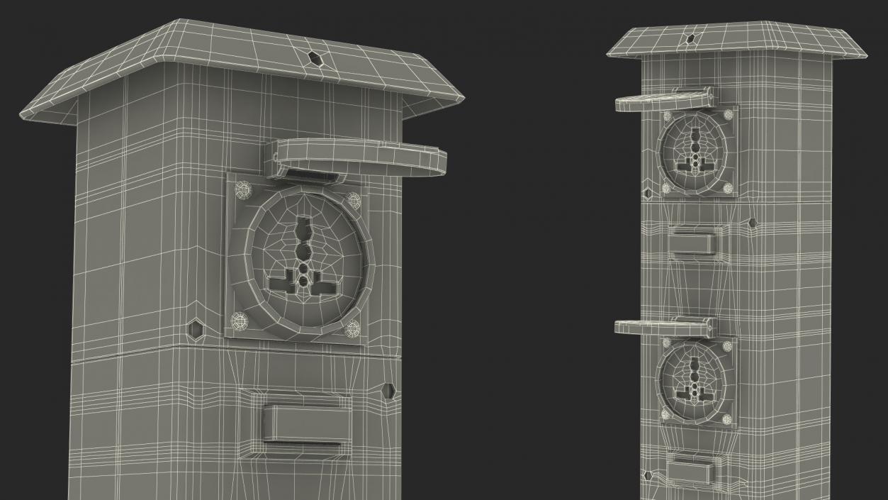 Garden Energy Column with 4 Socket 3D model