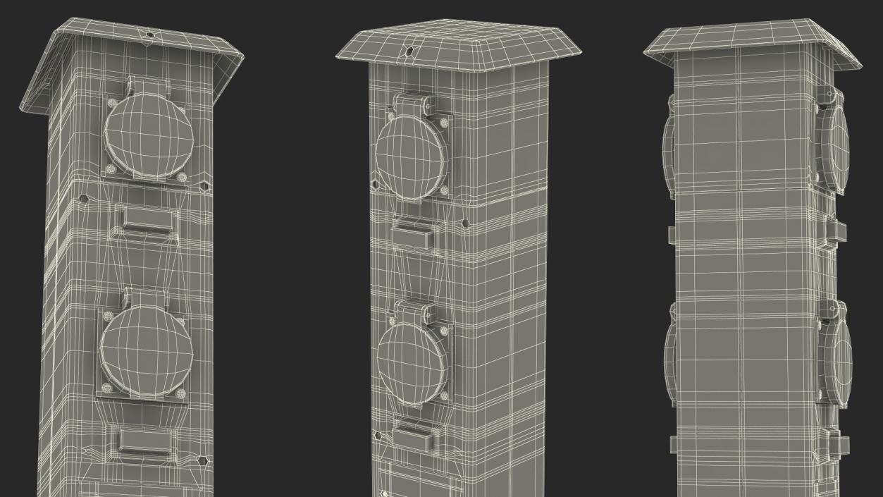 Garden Energy Column with 4 Socket 3D model