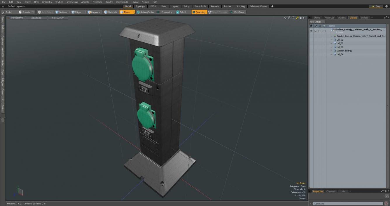 Garden Energy Column with 4 Socket 3D model