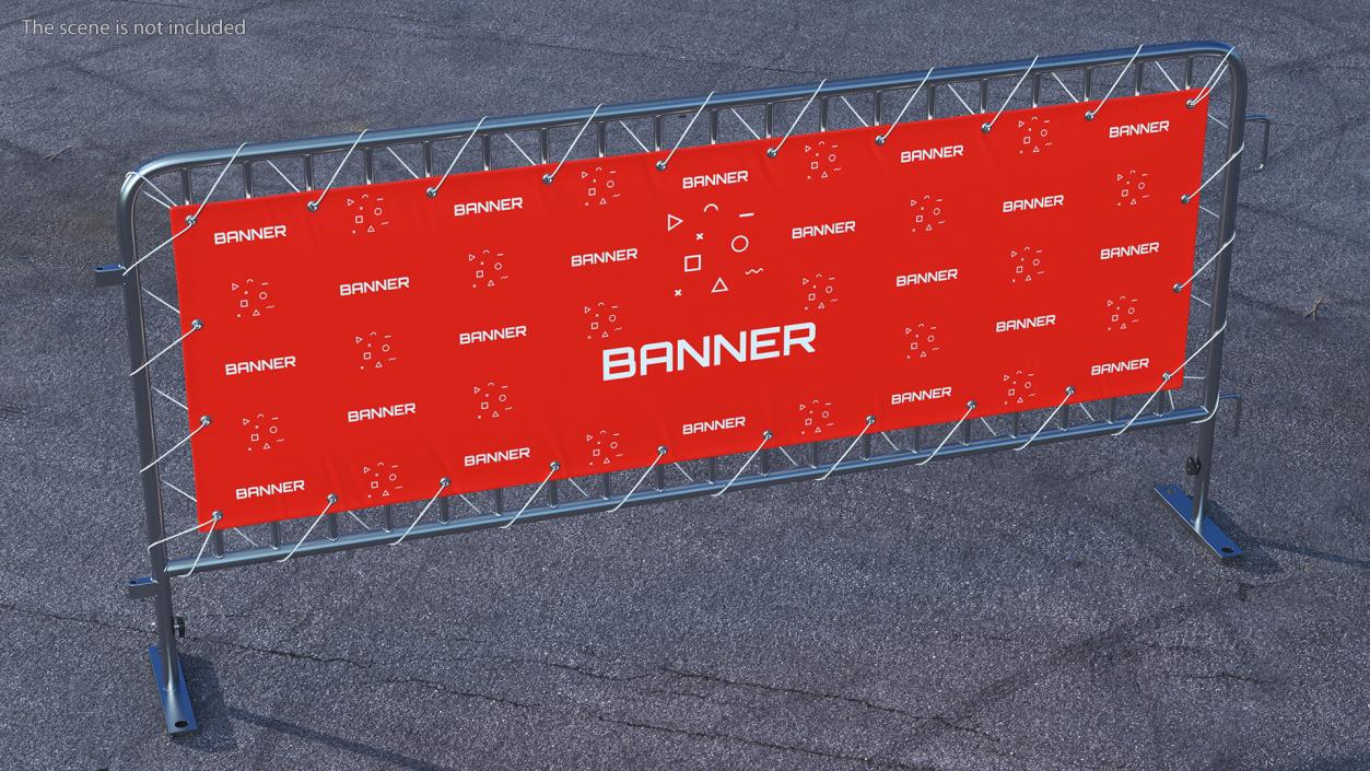 Metal Crowd Barrier with Advertising PVC Banner 3D