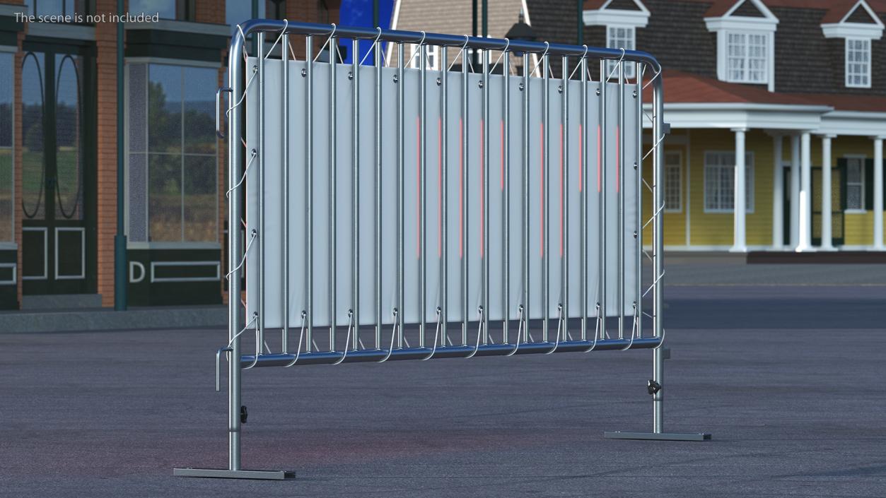 Metal Crowd Barrier with Advertising PVC Banner 3D