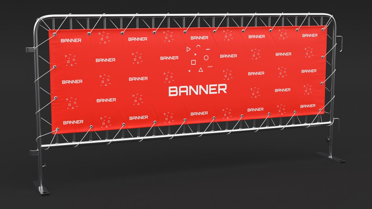 Metal Crowd Barrier with Advertising PVC Banner 3D