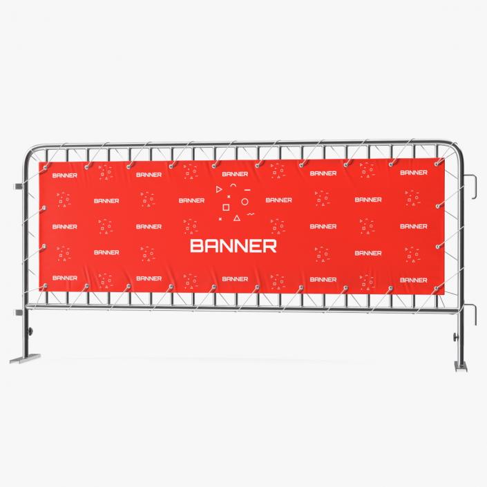 Metal Crowd Barrier with Advertising PVC Banner 3D