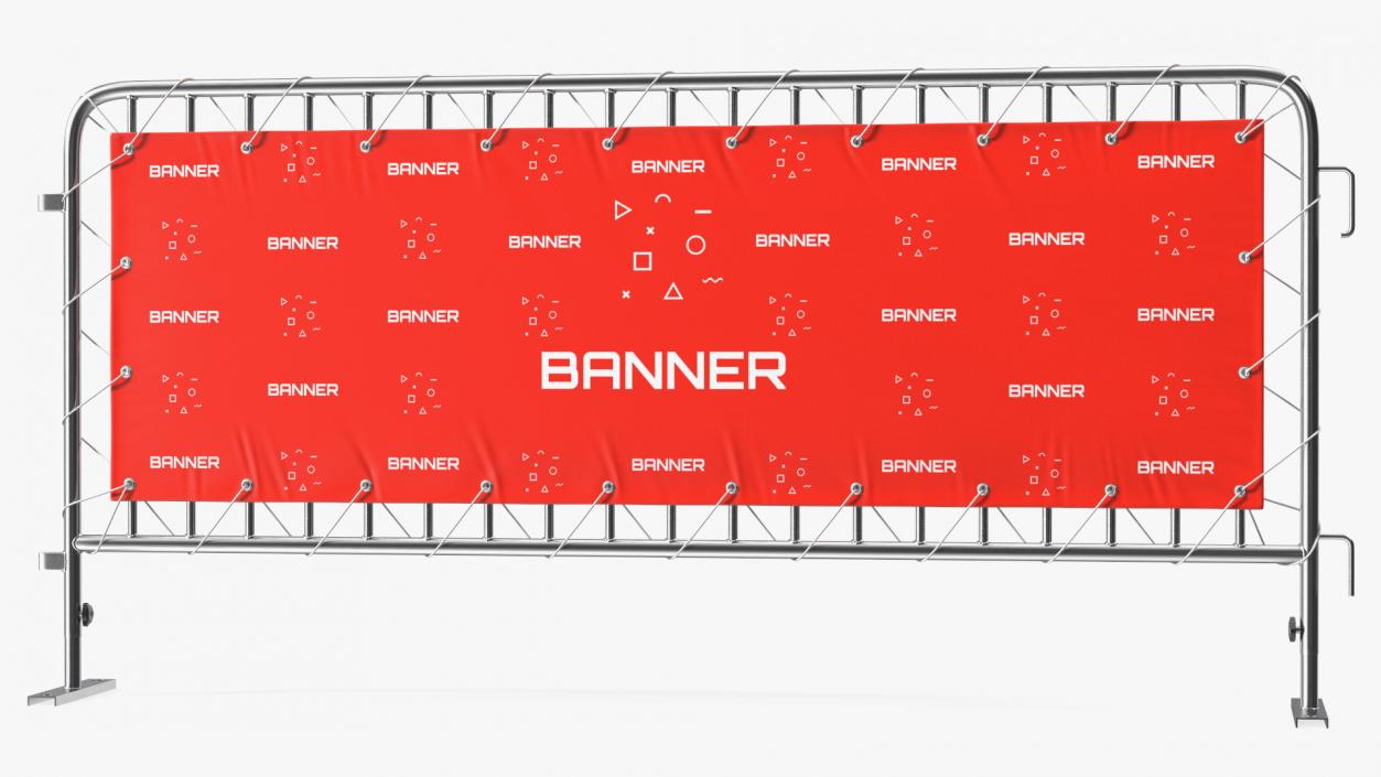 Metal Crowd Barrier with Advertising PVC Banner 3D