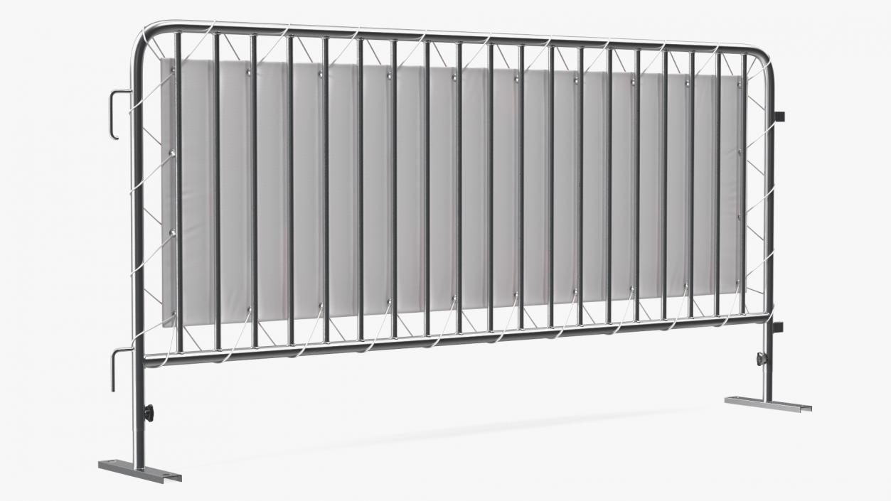 Metal Crowd Barrier with Advertising PVC Banner 3D