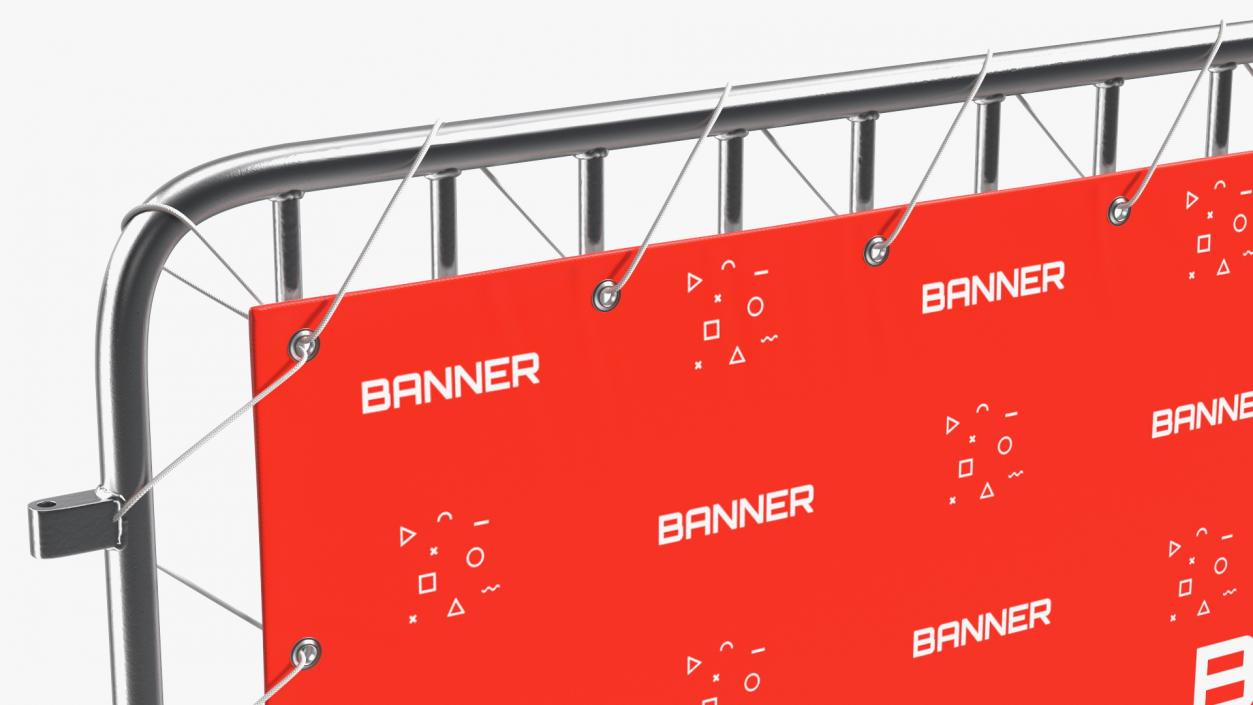 Metal Crowd Barrier with Advertising PVC Banner 3D