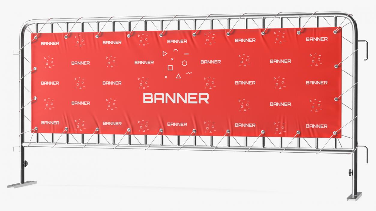 Metal Crowd Barrier with Advertising PVC Banner 3D