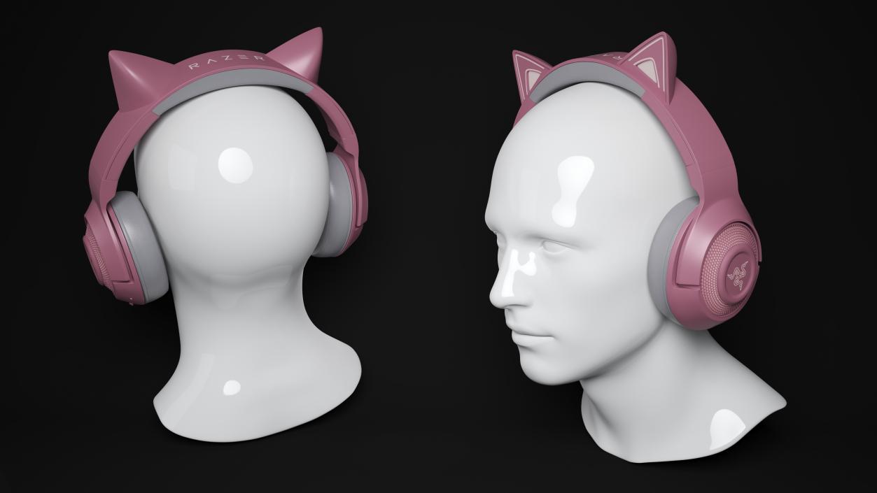 Razer Kraken BT Kitty Edition on Mannequin Head 3D