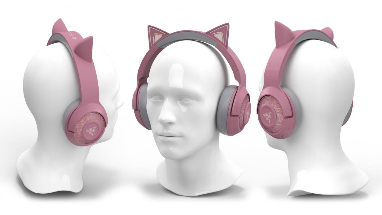 Razer Kraken BT Kitty Edition on Mannequin Head 3D