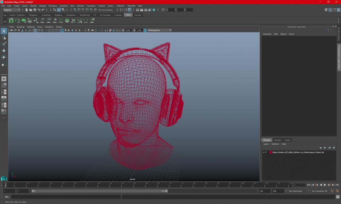 Razer Kraken BT Kitty Edition on Mannequin Head 3D