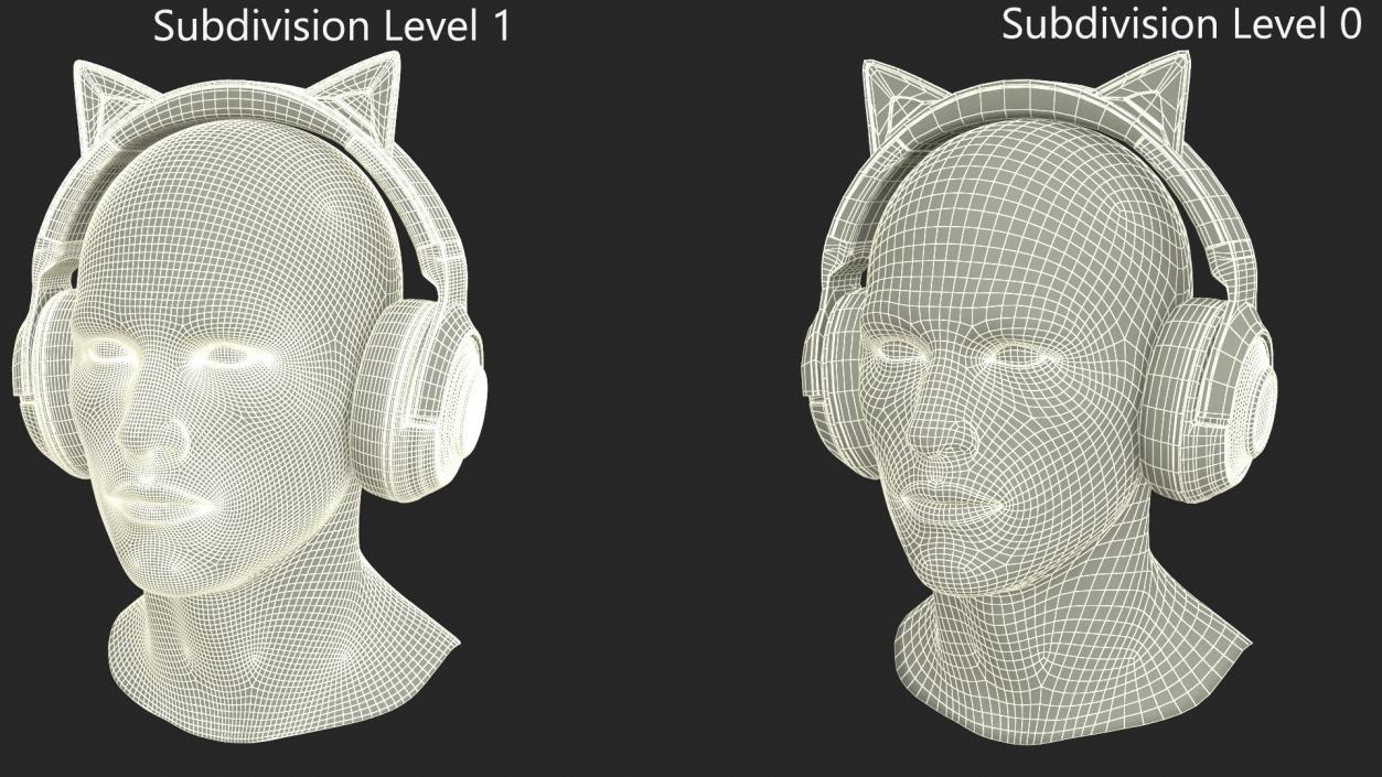 Razer Kraken BT Kitty Edition on Mannequin Head 3D