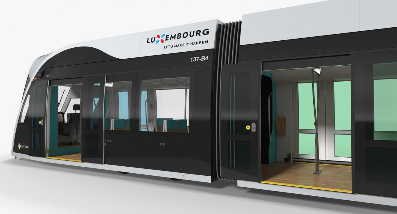 Urbos3 Luxembourg Tram Rigged 3D model