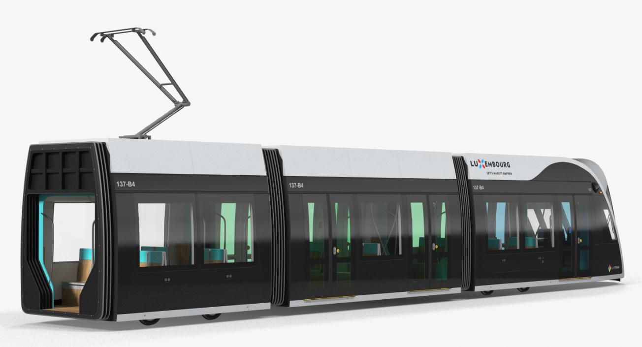 Urbos3 Luxembourg Tram Rigged 3D model