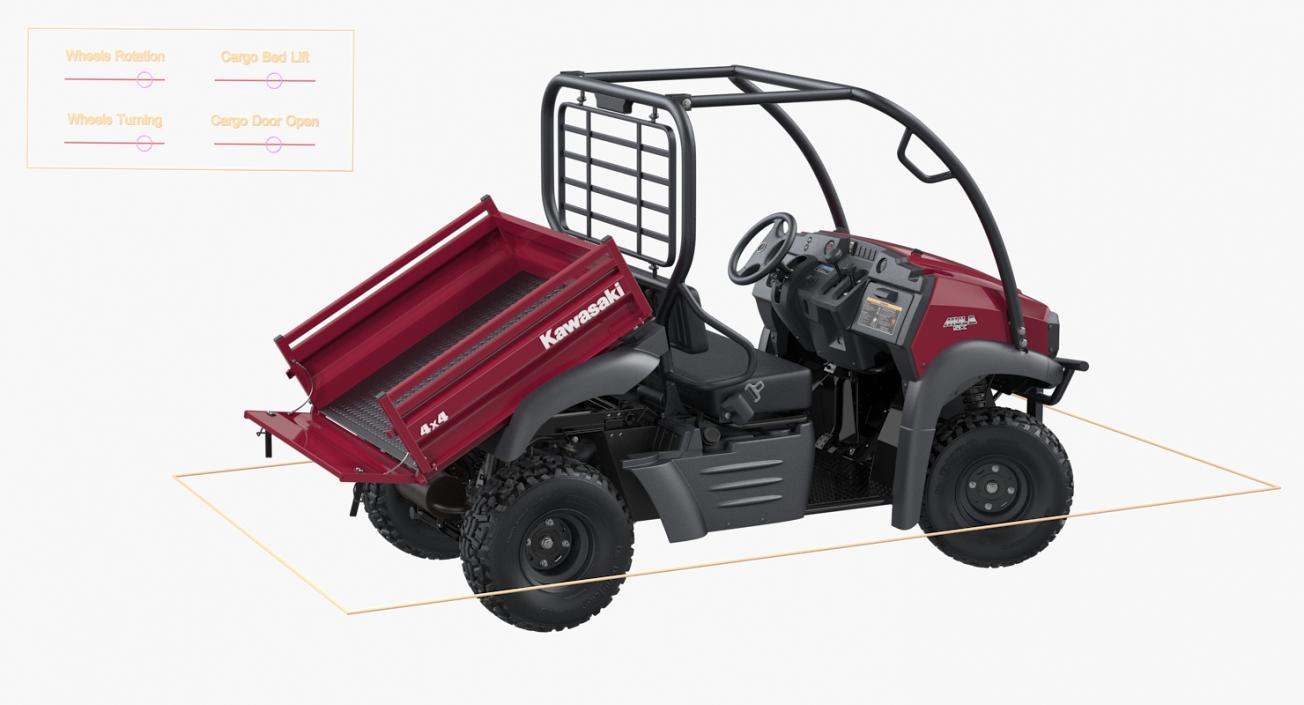 3D 2019 Kawasaki Mule SX 4x4 Clean Rigged model