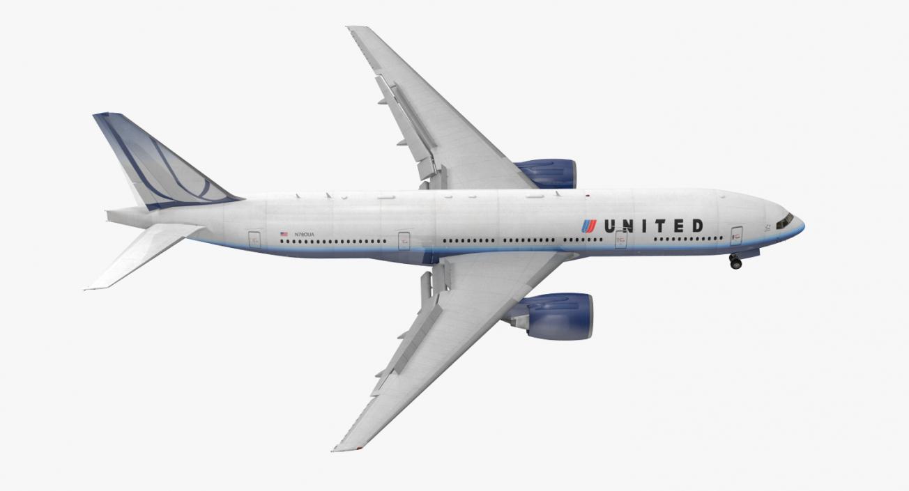 Boeing 777 200ER United Airlines Rigged 3D model