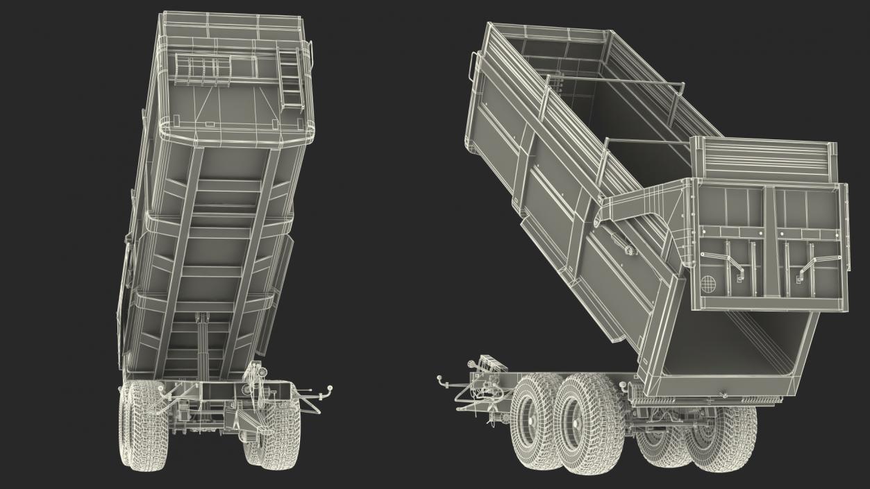 3D model Agricultural Tipper Trailer Clean Rigged