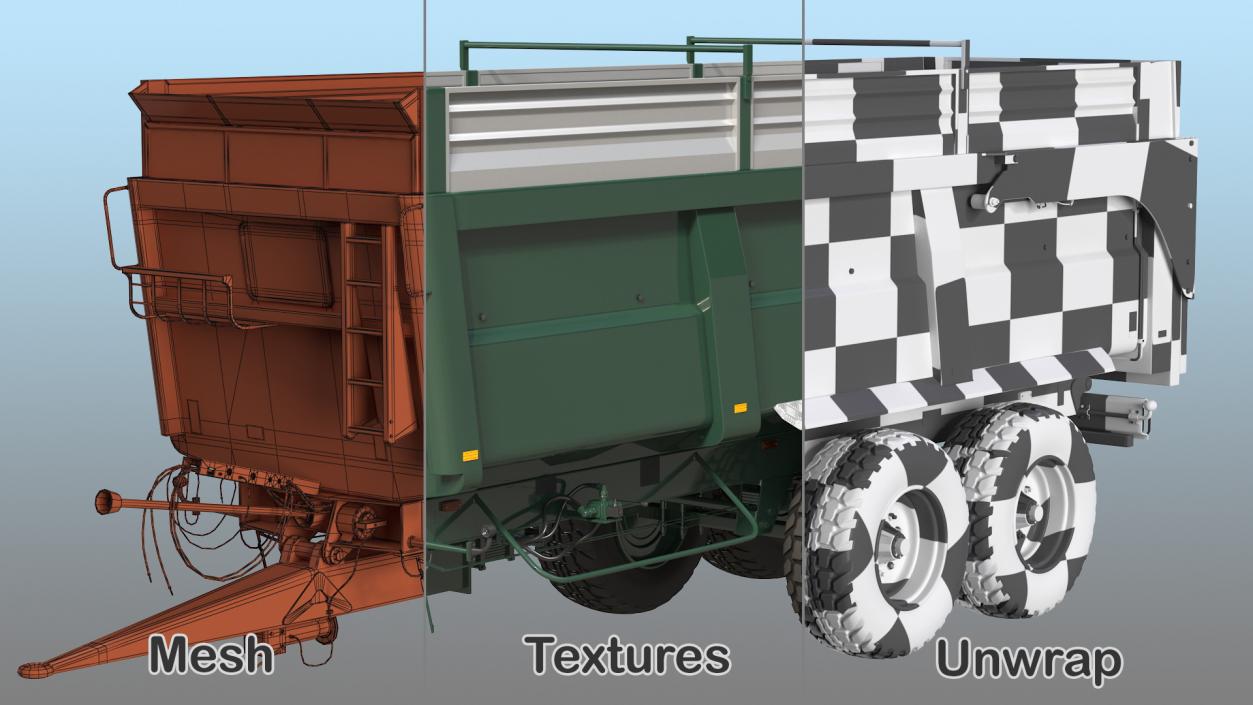 3D model Agricultural Tipper Trailer Clean Rigged