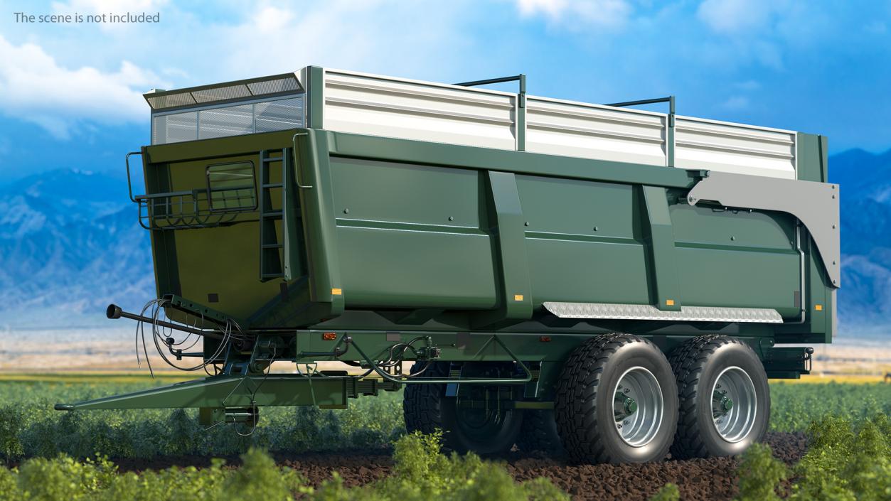 3D model Agricultural Tipper Trailer Clean Rigged