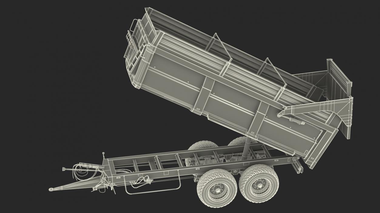 3D model Agricultural Tipper Trailer Clean Rigged