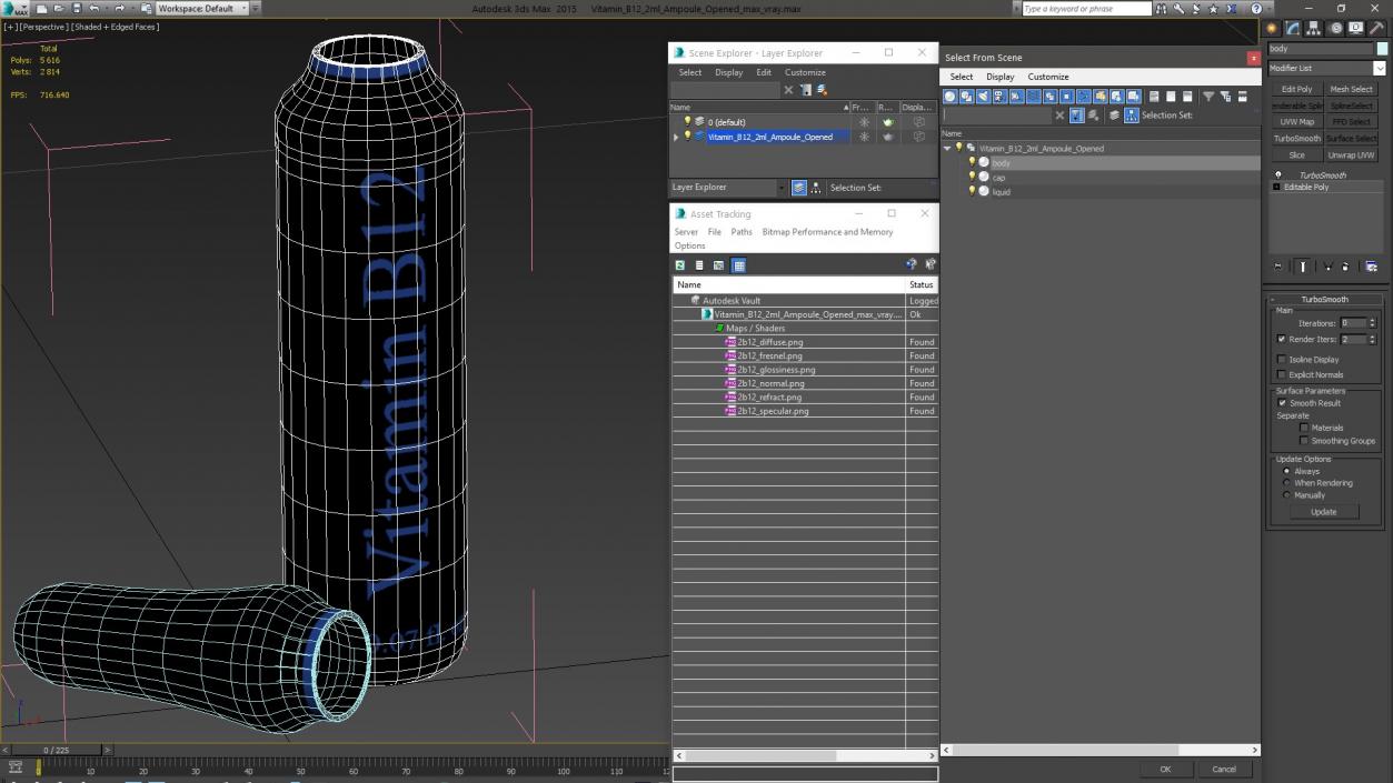 3D model Vitamin B12 2ml Ampoule Opened