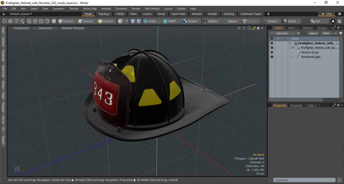 Firefighter Helmet with Number 343 3D model