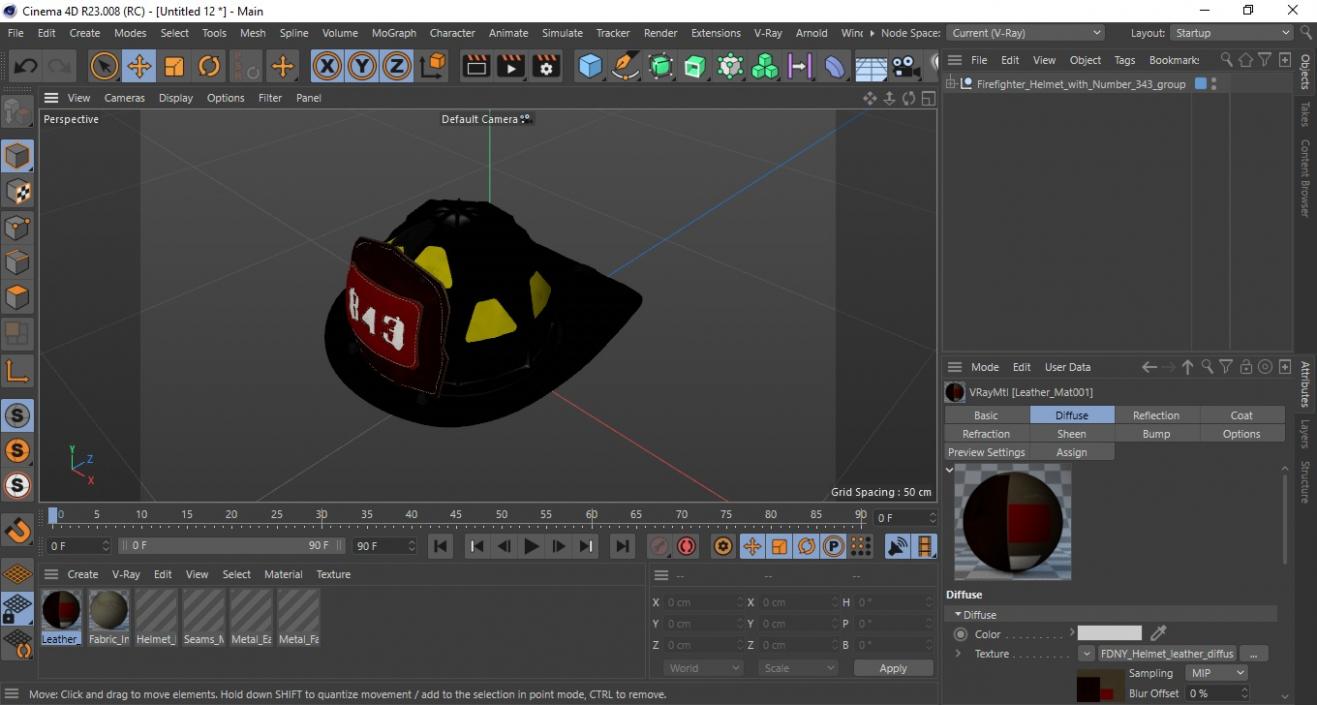 Firefighter Helmet with Number 343 3D model