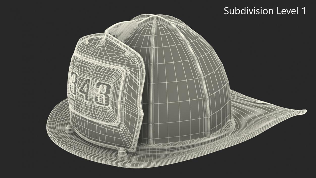 Firefighter Helmet with Number 343 3D model