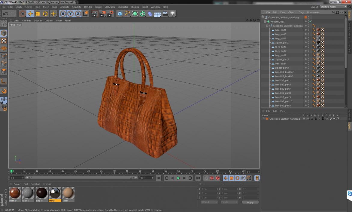 3D model Crocodile Leather Handbag