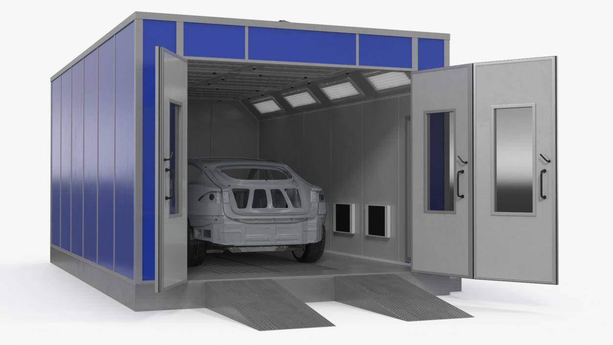 3D model Automotive Paint Booth with Vehicle