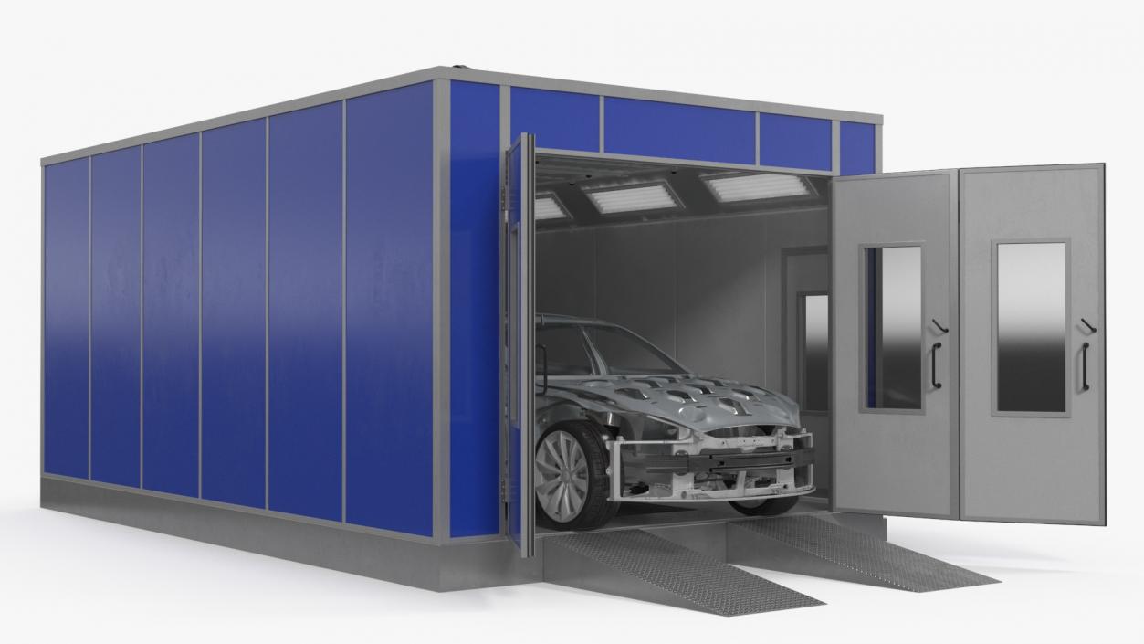 3D model Automotive Paint Booth with Vehicle