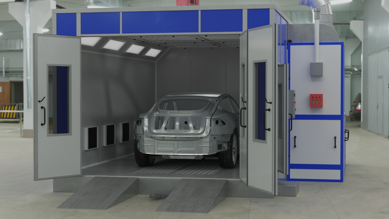 3D model Automotive Paint Booth with Vehicle