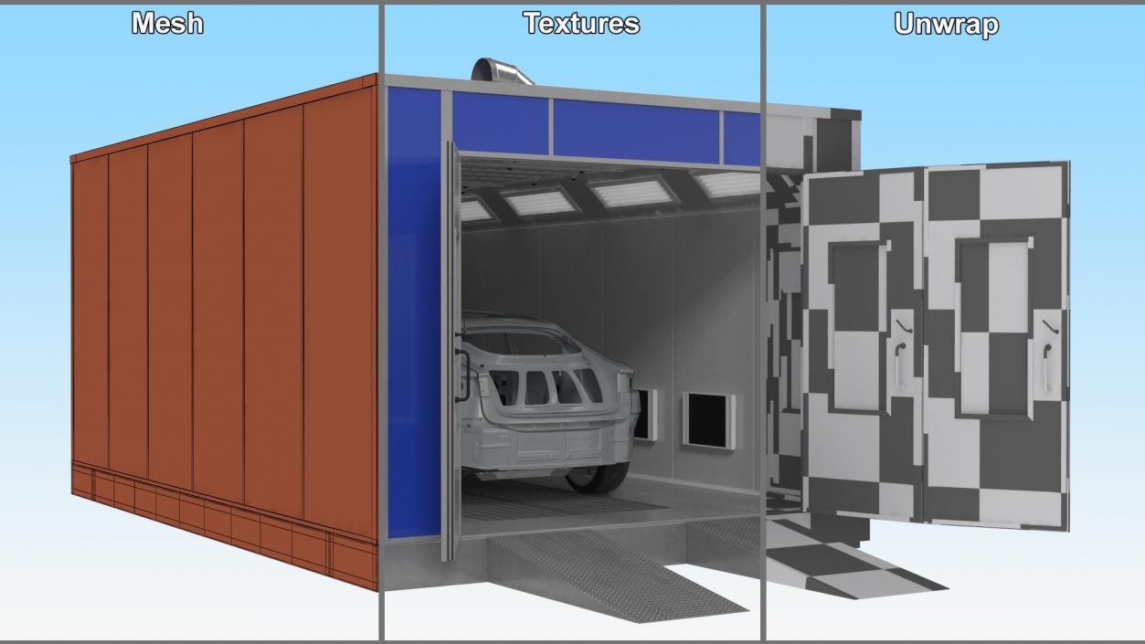 3D model Automotive Paint Booth with Vehicle