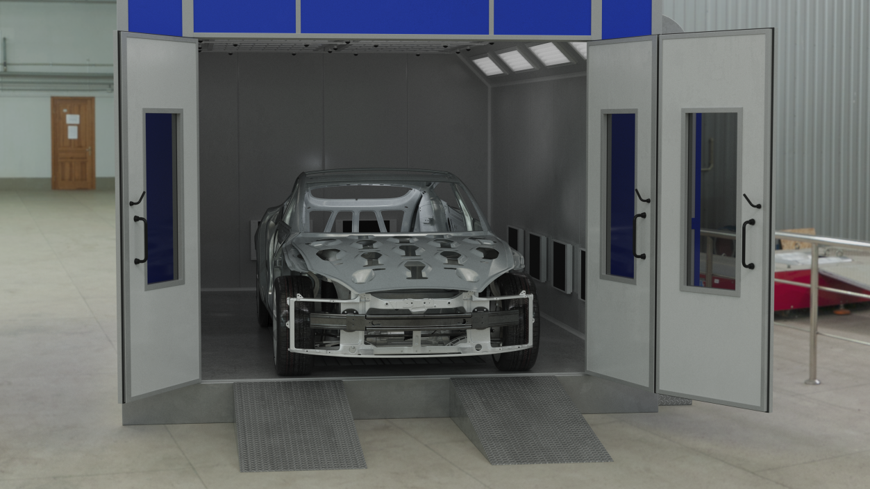 3D model Automotive Paint Booth with Vehicle