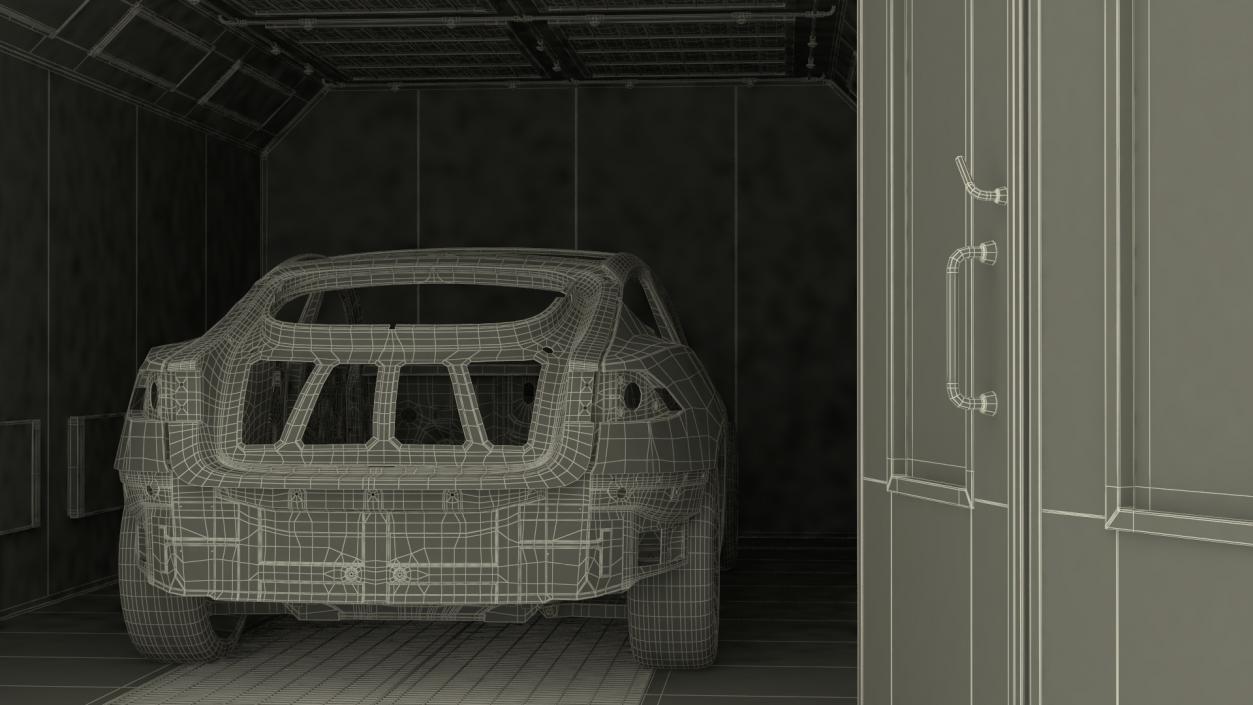 3D model Automotive Paint Booth with Vehicle