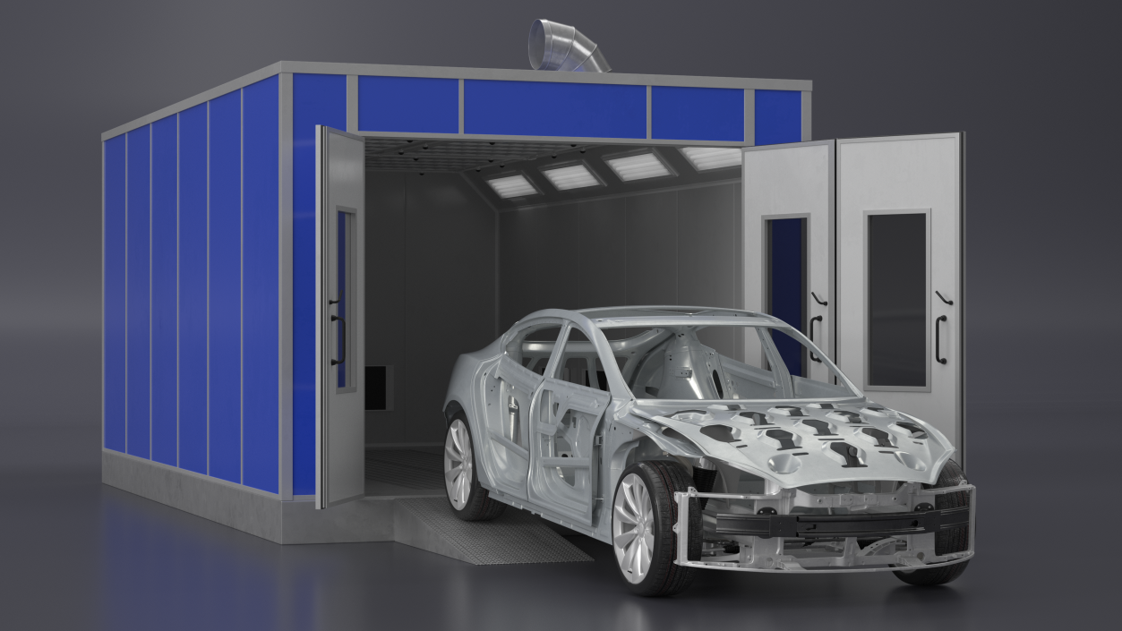 3D model Automotive Paint Booth with Vehicle