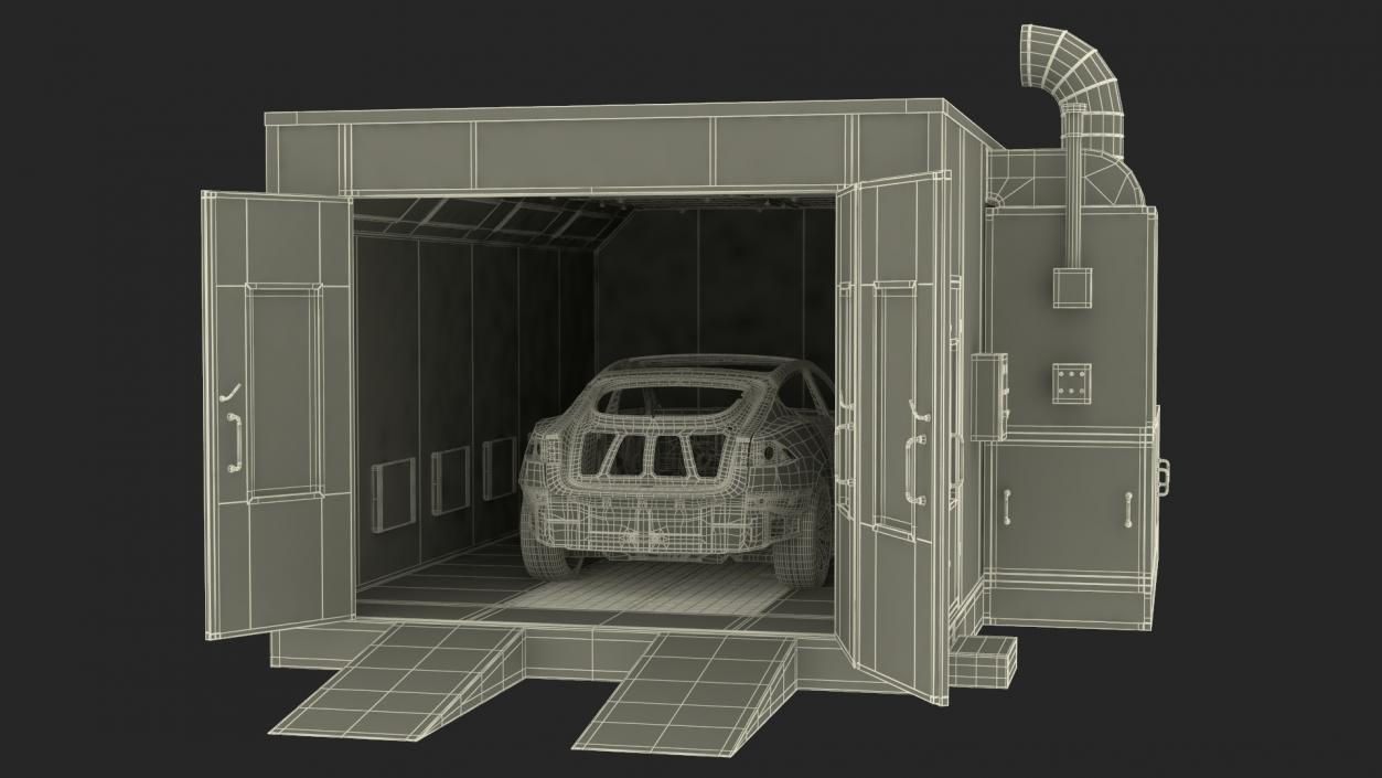 3D model Automotive Paint Booth with Vehicle