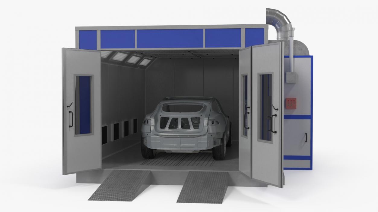 3D model Automotive Paint Booth with Vehicle